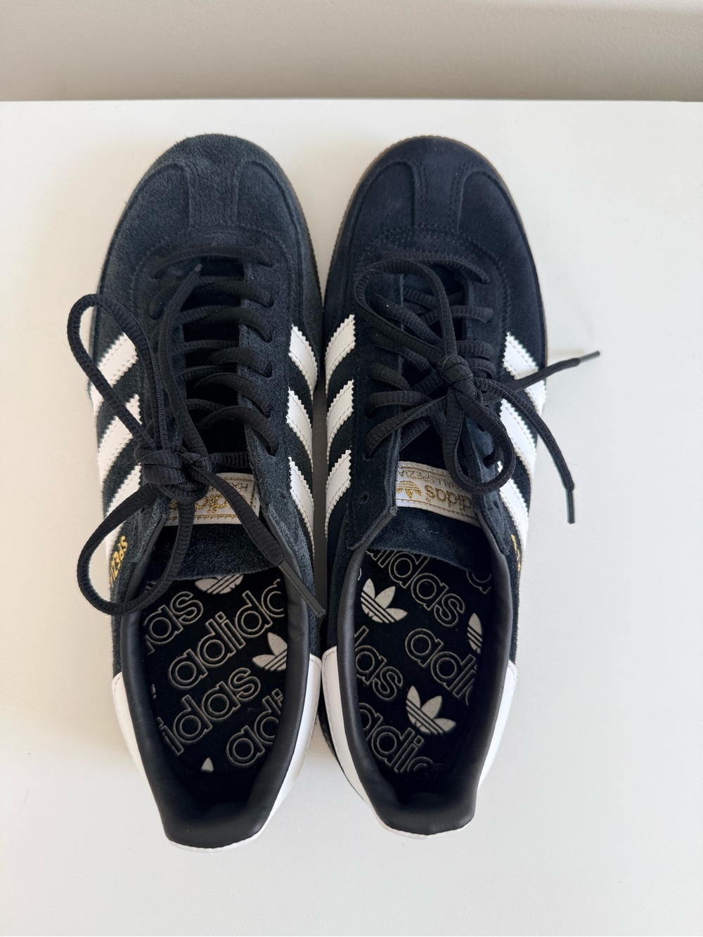 New adidas Black Suede Spezial Sneakers with White Stripes Men’s Size 8.5 - Picture 5 of 8